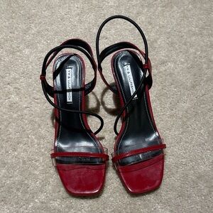 Red and Black Strappy Heels